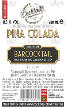Cocktail Pina Colada Etikett
